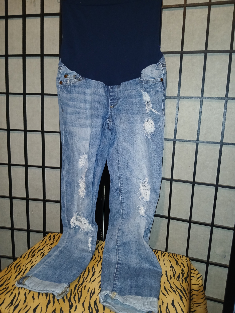 Light Blue Distressed Boyfriend Maternity Jeans